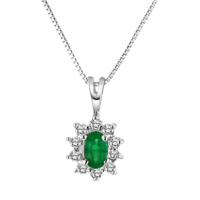 Diana M Jewels 0.35cttw Diamond And Emerald Pendant 14k Gold In White