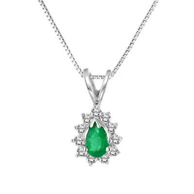 Diana M Jewels 0.35cttw Diamond And Emerald Pendant In 14k Gold In White