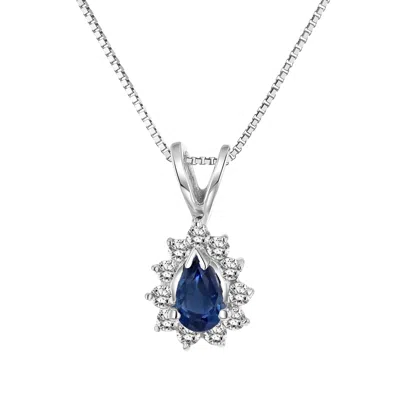 Diana M Jewels 0.35cttw Diamond And Sapphire Pendant In 14k Gold In Blue