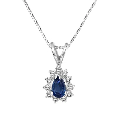 Diana M Jewels 0.35cttw Diamond And Sapphire Pendant In 14k Gold In White