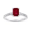 Diana M Jewels 0.36ctw Diamond And Emerald Cut Ruby Engagement Ring In 14k White Gold In White