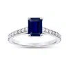 Diana M Jewels 0.36ctw Diamond And Emerald Cut Sapphire Engagement Ring In 14k White Gold In White