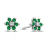 Diana M Jewels 0.48cttw Emerald And Diamond Flower Cluster Earrings In 14k Gold