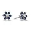 Diana M Jewels 0.48cttw Sapphire And Diamond Flower Cluster Earrings Set In 14k Gold In White