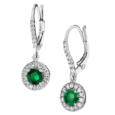Diana M Jewels 0.52ctw Diamond And Emerald Earrings In 14k Gold In White