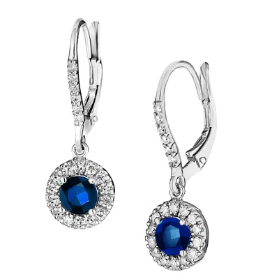 Diana M Jewels 0.52ctw Diamond And Sapphire Earrings In 14k Gold In Blue