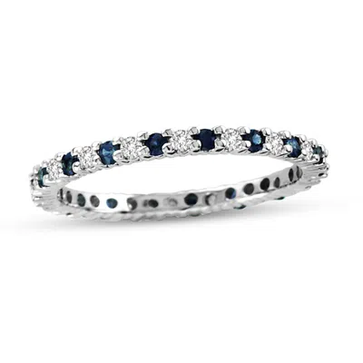 Diana M Jewels 0.55cttw Sapphire And Diamond Eternity Ring In 14k Gold In Blue