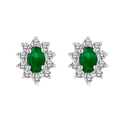 Diana M Jewels 0.70cttw Diamond And Emerald Earring In 14k Gold