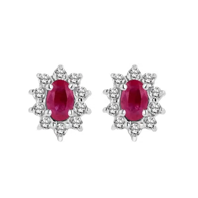 Diana M Jewels 0.70cttw Diamond And Natural Heated Ruby Earring In 14k Gold In Metallic