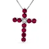Diana M Jewels 0.92ctw Diamond And Ruby Cross Pendant In 14k White Gold