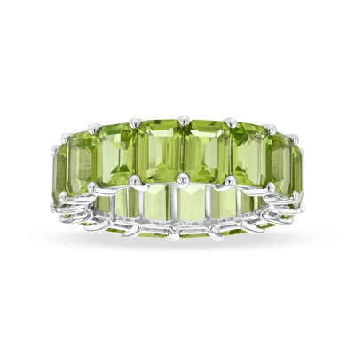 Diana M Jewels 10.42ctw Peridot Emerald Cut Eternity In 14k White Gold In Green