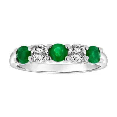 Diana M Jewels 1.11cttw Emerald And Diamond Band Set In 14k Gold In Green