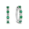 Diana M Jewels 1.15ctw Diamond And Emerald Hoop Earrings In 14k White Gold