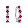 Diana M Jewels 1.15ctw Diamond And Ruby Hoop Earrings In 14k White Gold