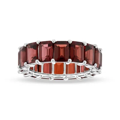 Diana M Jewels 12.23ctw Garnet Emerald Cut Eternity In 14k White Gold In Silver