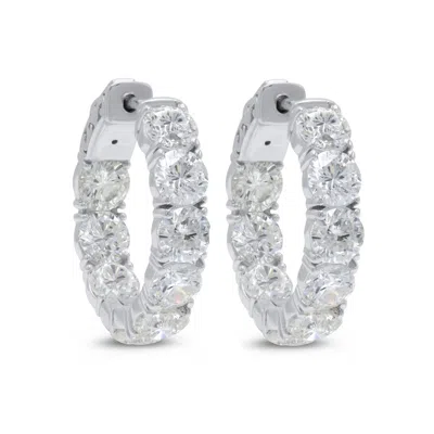 Diana M Jewels 12.50cts 18kt White Gold Lab Grown Inside-out Diamond Hoop Earrings, 12.50cts Round Diameter: 1.00"  In Metallic