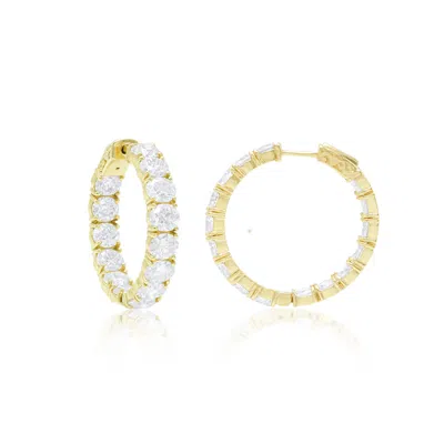 Diana M Jewels 12cts 18kt Yellow Gold Lab Grown Inside-out Diamond Hoop Earrings 12cts Of Round, Diameter: 1.00" E-