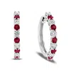 Diana M Jewels 1.35ctw Diamond And Ruby Hoop Earrings In 14k White Gold