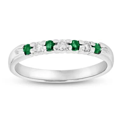 Diana M Jewels 14k Gold Ring 0.27ct Tw Round Diamonds And Emeralds Prong Set Band In Metallic