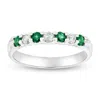 Diana M Jewels 14k Gold Ring 0.35ct Tw Round Diamonds And Emeralds Prong Set Band In White