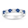 Diana M Jewels 14k Gold Ring 0.78ct Tw Round Diamonds And Sapphires Prong Set Band In White