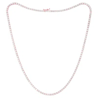 Pre-owned Diana M Jewels 14k Rose Gold Diamond Straight Line Tennis Necklace, 12.50 Carats In Red