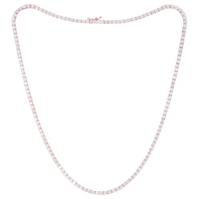 Pre-owned Diana M Jewels 14k Rose Gold Diamond Straight Line Tennis Necklace, 13.10 Carats In Red