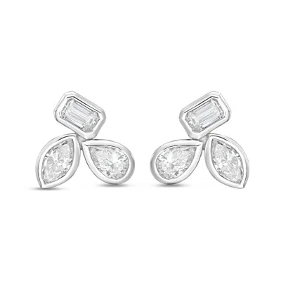 Diana M Jewels 14k Wg Gold 3 Stone Bezel Earrings 15.00 Ct Tw In Metallic