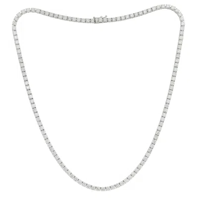 Pre-owned Diana M Jewels 14k White Gold Diamond Straight Line Tennis Necklace, 11.35 Carats