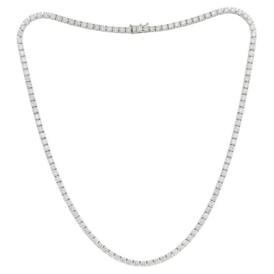 Pre-owned Diana M Jewels 14k White Gold Diamond Straight Line Tennis Necklace 11.75cts