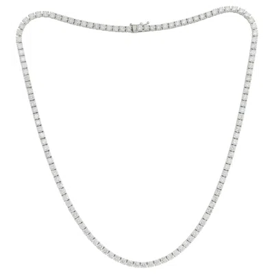 Pre-owned Diana M Jewels 14k White Gold Diamond Straight Line Tennis Necklace, 12.50 Carats
