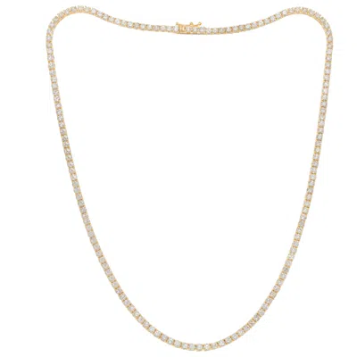 Pre-owned Diana M Jewels 14k Yellow Gold Diamond Straight Line Tennis Necklace 11.75cts