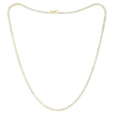 Pre-owned Diana M Jewels 14k Yellow Gold Diamond Straight Line Tennis Necklace, 12.25 Carats