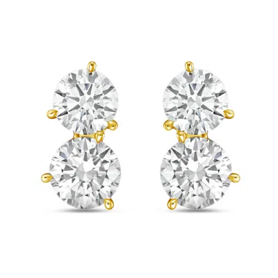 Diana M Jewels 14k Yg Gold 2 Stone Earrings 10.00 Ct Tw In Silver