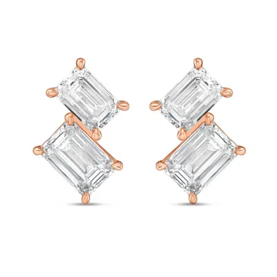 Diana M Jewels 14k Yrg Gold 2 Stone Earrings 5.00 Ct Tw In Metallic