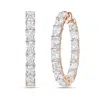 Diana M Jewels 14kt 10cts Gold Lab Grown Radiant Diamond In & Out Hoop Earring, 10cts Of Radiant Shaped Lab Diamond In Pink
