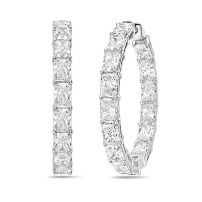 Diana M Jewels 14kt 10cts Gold Lab Grown Radiant Diamond In & Out Hoop Earring, 10cts Of Radiant Shaped Lab Diamond In Metallic