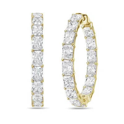 Diana M Jewels 14kt 10cts Gold Lab Grown Radiant Diamond In & Out Hoop Earring, 10cts Of Radiant Shaped Lab Diamond In Metallic