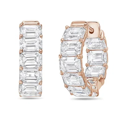 Diana M Jewels 14kt 3cts Lab Grown Emerald Diamond Huggie Hoops, Def Color, Vvs-vs Clarity, Excellent Cut Round Hug In Gold
