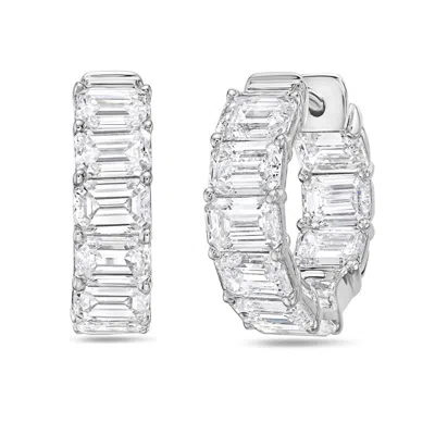Diana M Jewels 14kt 3cts Lab Grown Emerald Diamond Huggie Hoops, Def Color, Vvs-vs Clarity, Excellent Cut Round Hug In Metallic