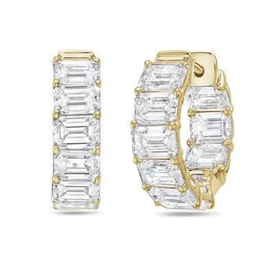 Diana M Jewels 14kt 3cts Lab Grown Emerald Diamond Huggie Hoops, Def Color, Vvs-vs Clarity, Excellent Cut Round Hug In Metallic