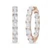 Diana M Jewels 14kt 8cts Lab Grown Emerald Cut Diamond In & Out Hoop Earring, 8cts Of Emerald Cut Diamonds Def Colo In Pink