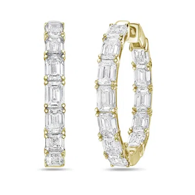 Diana M Jewels 14kt 8cts Lab Grown Emerald Cut Diamond In & Out Hoop Earring, 8cts Of Emerald Cut Diamonds Def Colo In Metallic