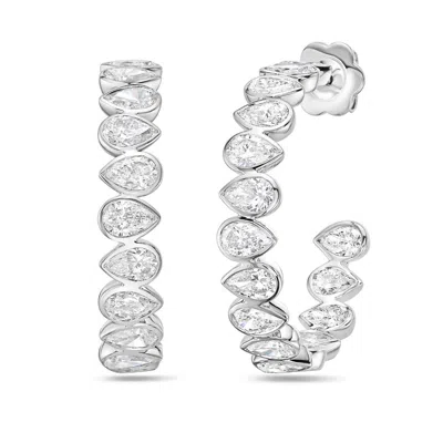 Diana M Jewels 14kt Gold Lab Grown Bezel Pear Shaped Diamond In & Out Hoop Earring 6cts Tw Def Vs Bezel Set Hoop In Metallic