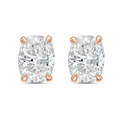 Diana M Jewels 14kt Rose Gold 1.50 Cts Lab Grown Elongated Cushion Cut Diamond Studs In Brown