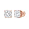 Diana M Jewels 14kt Rose Gold Lab Grown Diamond Cushion Cut Studs Weighing 8.00 Cts Tw In Gold