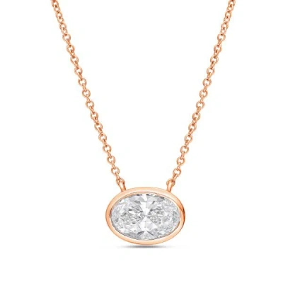 Diana M Jewels 14kt Rose Gold Lab Grown East West Oval Bezel Pendant Weighing 5.00 Ct In Multi