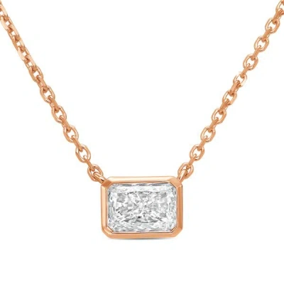 Diana M Jewels 14kt Rose Gold Lab Grown East West Radiant Cut Bezel Pendant Weighing 2.00 Ct