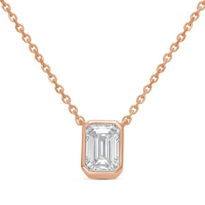 Diana M Jewels 14kt Rose Gold Lab Grown Emerald Bezel Pendant Weighing 12.00 Ct In Multi