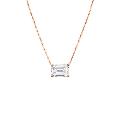 Diana M Jewels 14kt Rose Gold Lab Grown Emerald East West Diamond Pendant Weighing 15.00 Cts